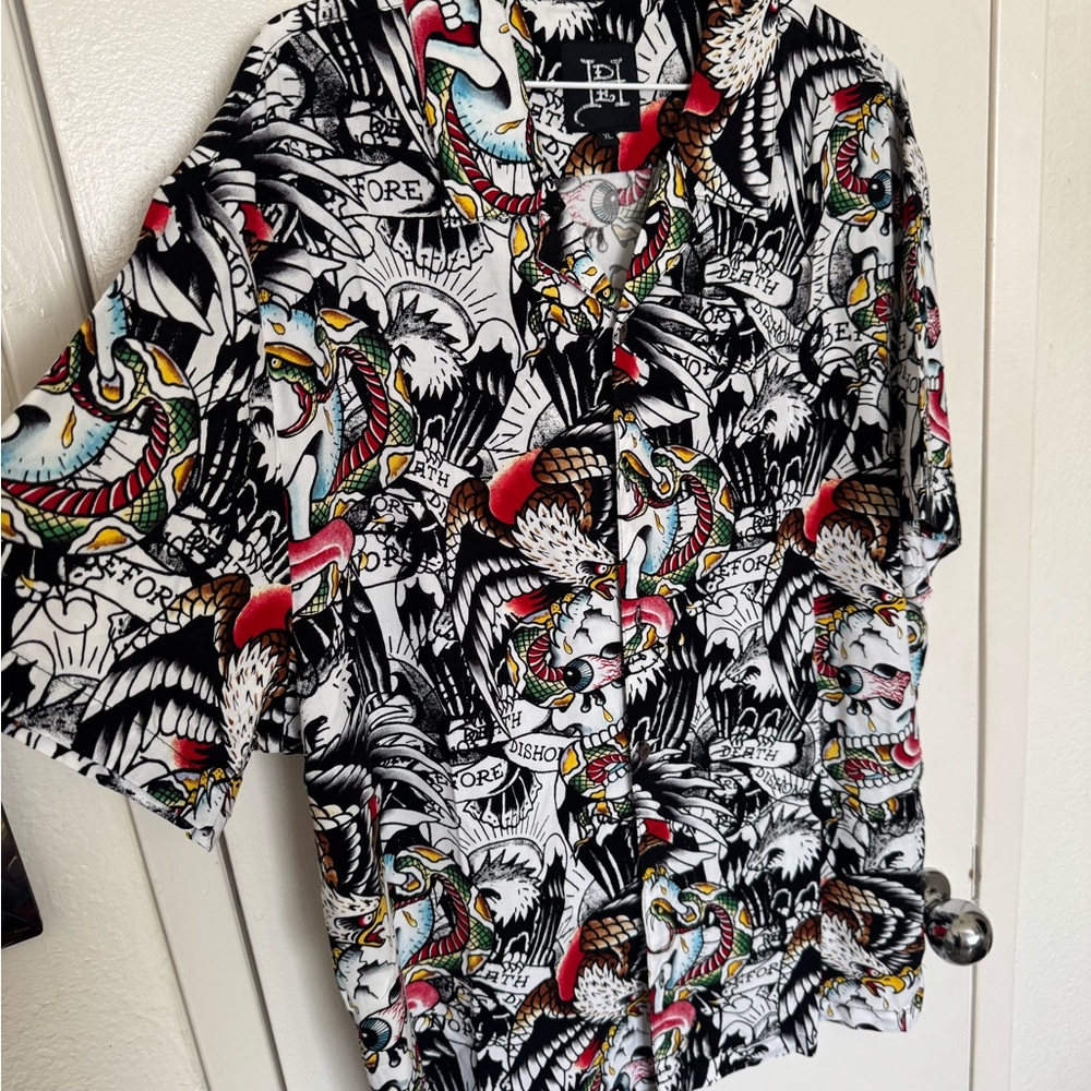 Ed Hardy Graphic Button-Up Shirt